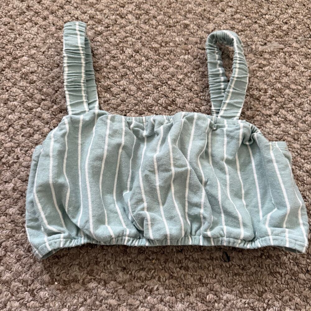 Madewell | Organic Cotton Sz M Crop Top/Shorts Set Stripes Preppy Summer Casual - Picture 3 of 9